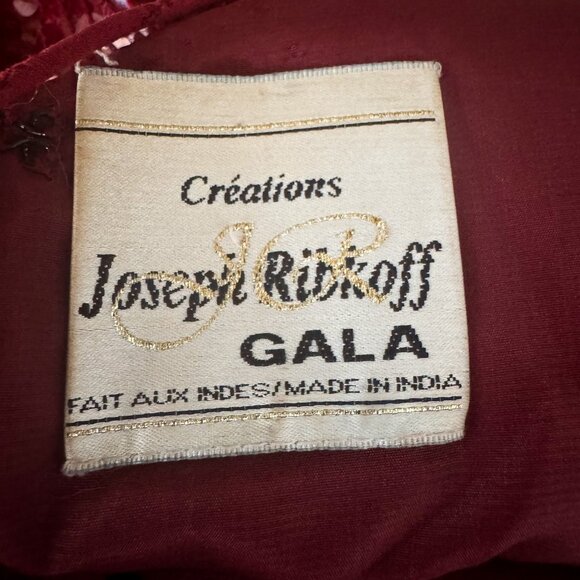 Joseph Ribkoff Gala Red Dequion Low Plunge Open Back Bia Cut Gown M - Picture 12 of 12